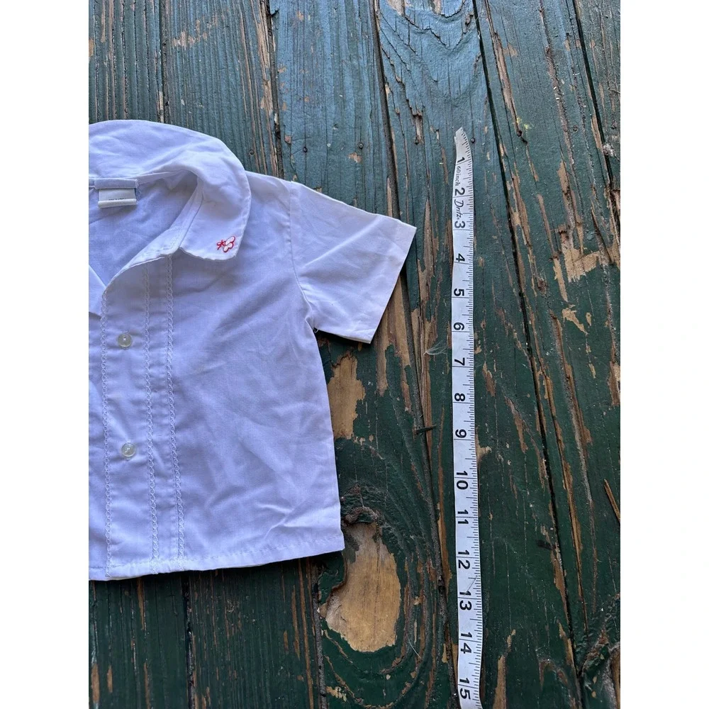 Vintage Nannekins by Nannette Girls White Shirt Blue Overalls Heart Set Large